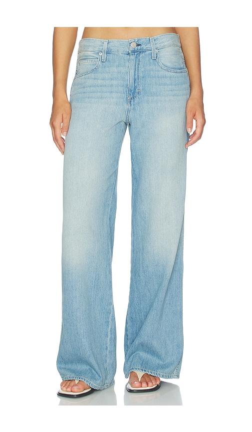 amo denim regina wide leg jeans in blue.