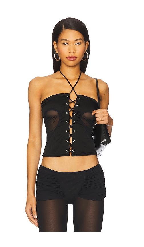 amor mia gathered heart top in black.
