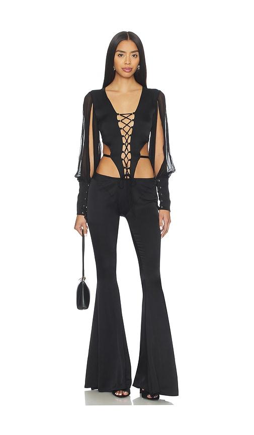 amor mia huntress jumpsuit in black.