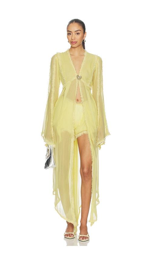 amor mia mistress chiffon robe in yellow.