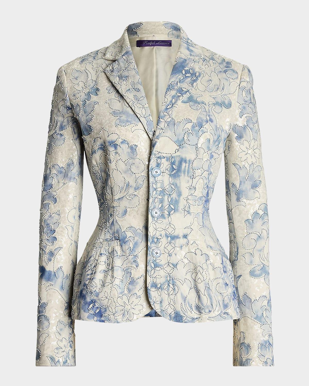 amory beaded denim single-breasted jacket