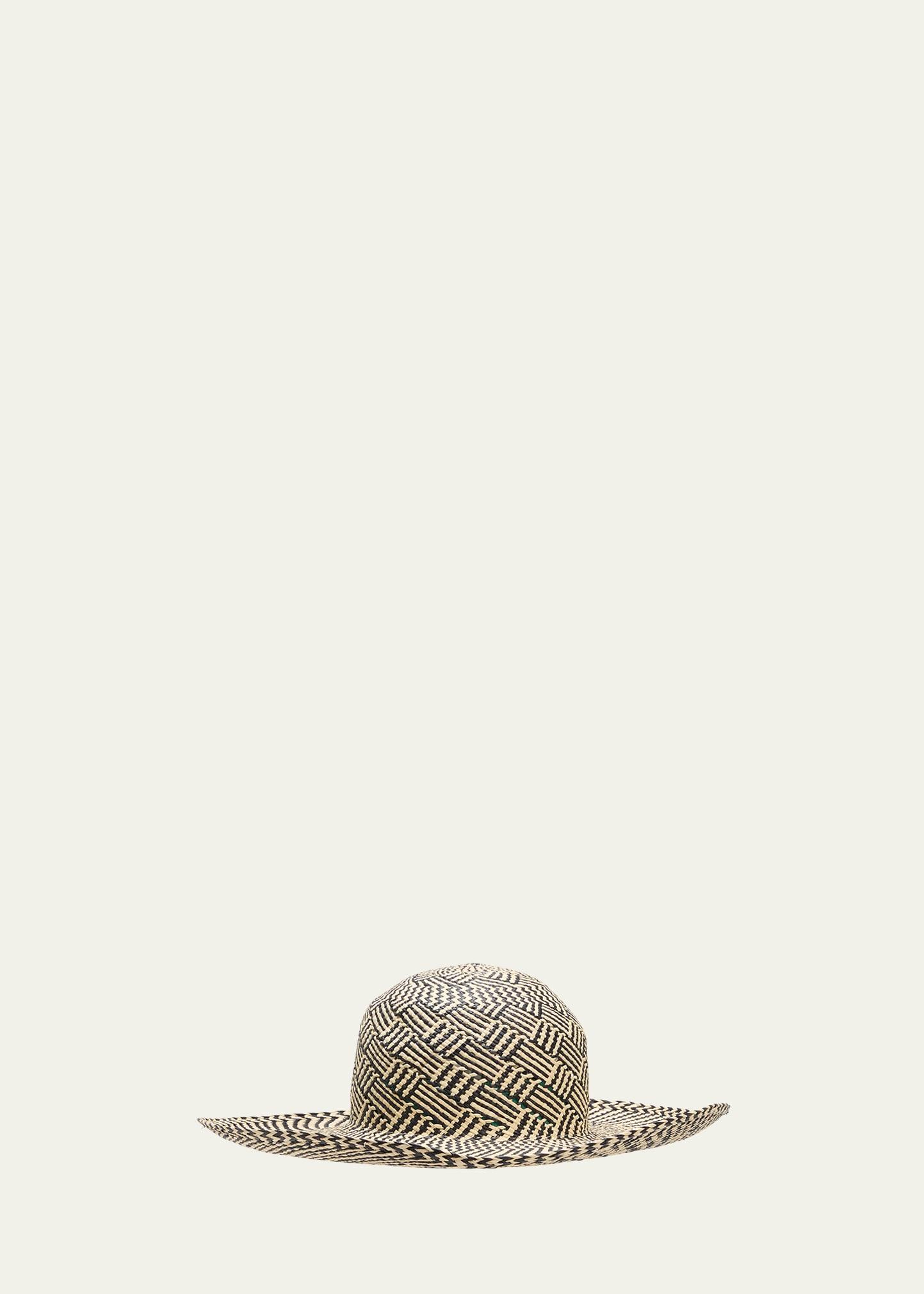 amos patterned straw large-brim hat