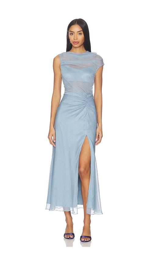 amur amille sheer gown in blue.