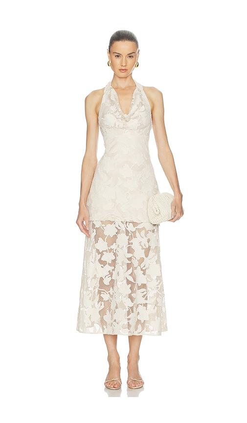 amur calypso cowl dress in ivory.