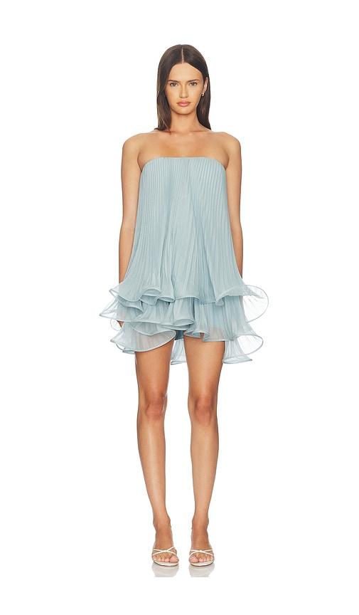 amur dalia pleated baby doll dress in blue.