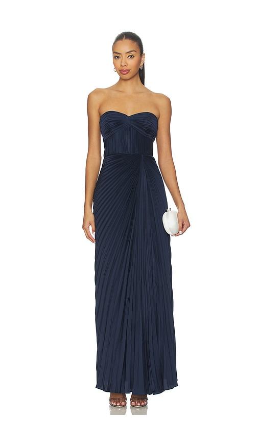 amur joyceann sweetheart gown in navy.