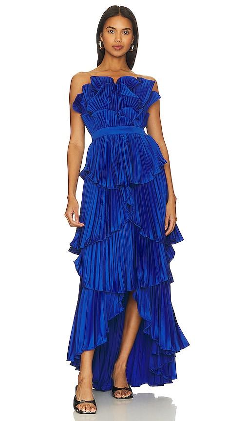 amur judah scallop pleated dress in royal.