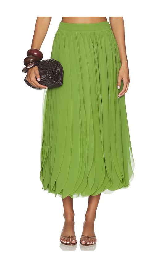 amur rylan maxi skirt in green.