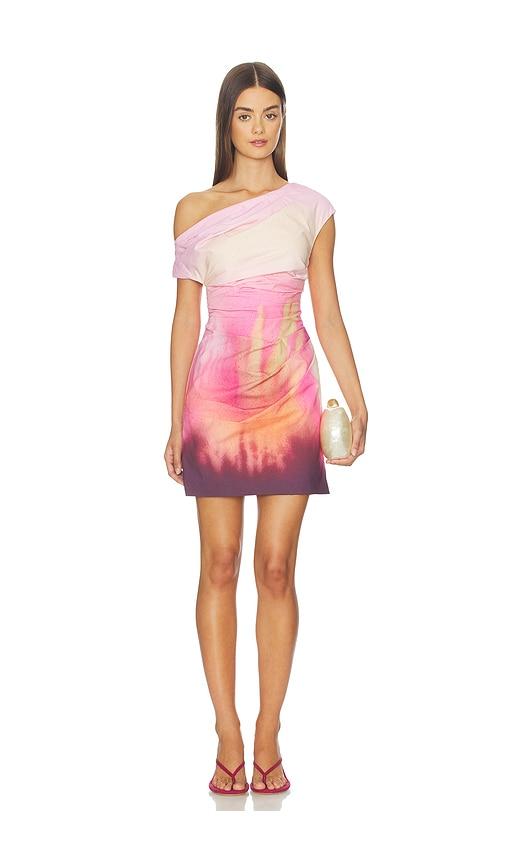 amur ysella off the shoulder mini dress in pink.