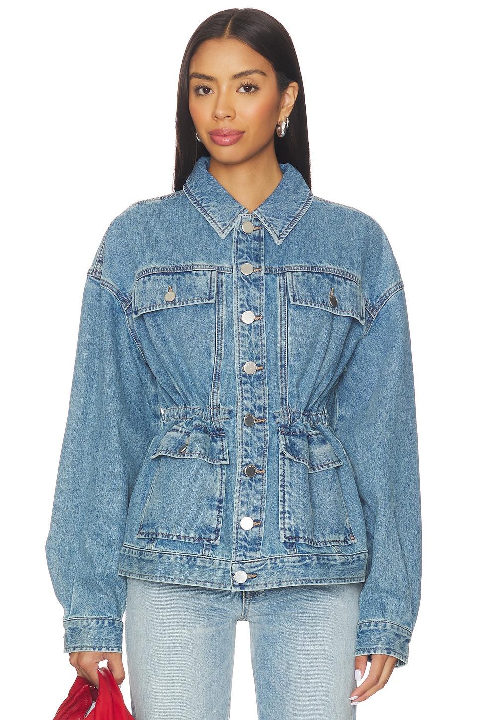 amy cinched denim trucker jacket