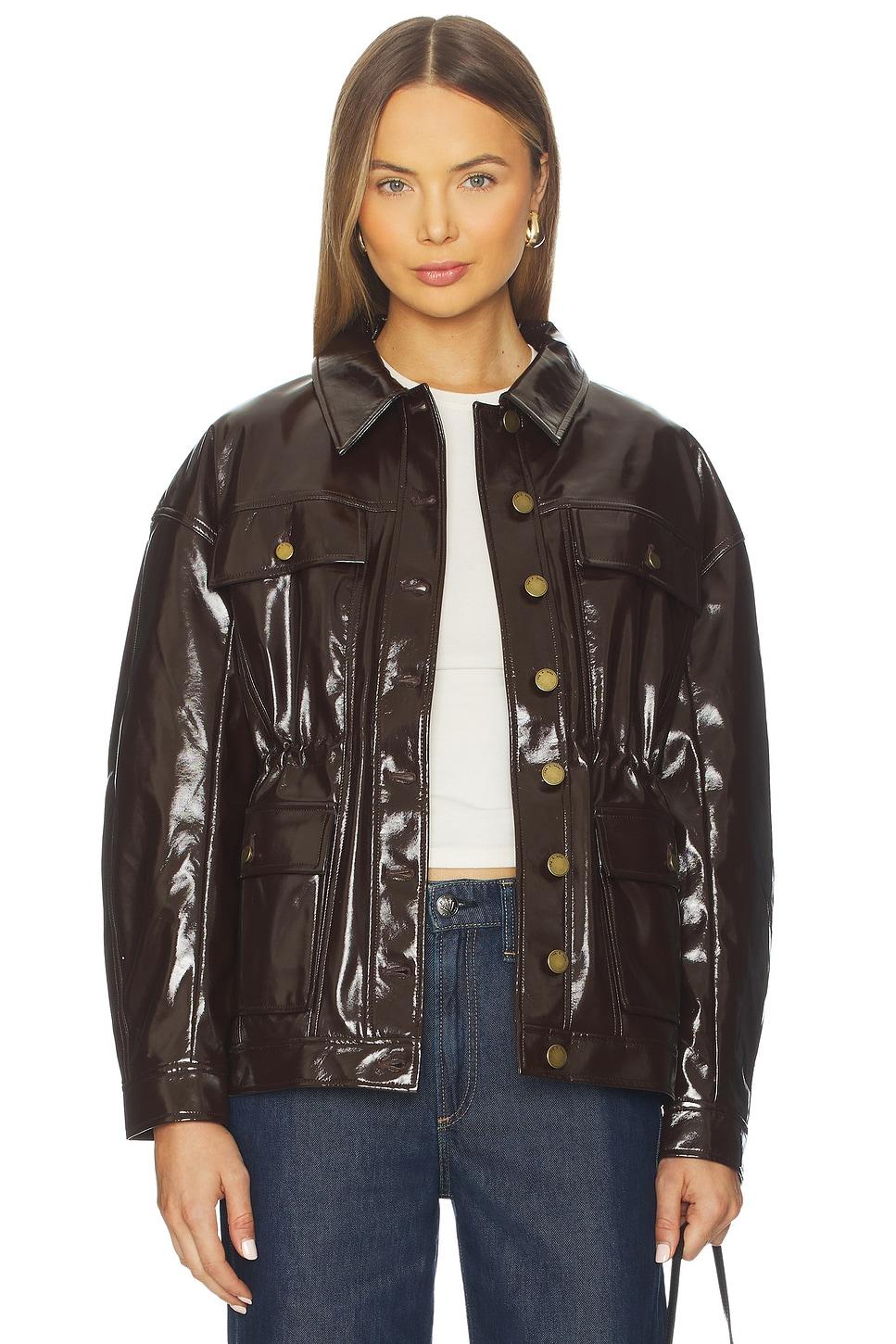 amy faux patent leather jacket