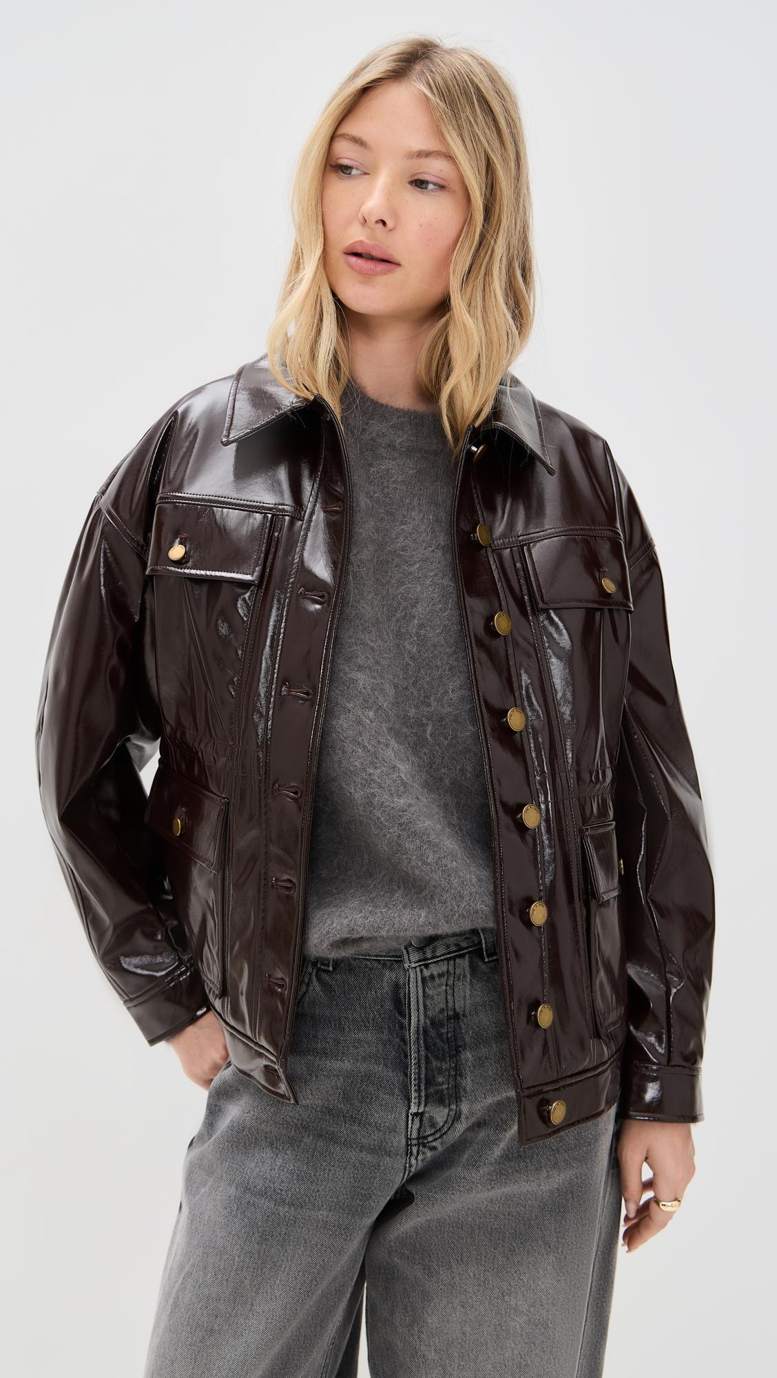 amy faux patent leather jacket