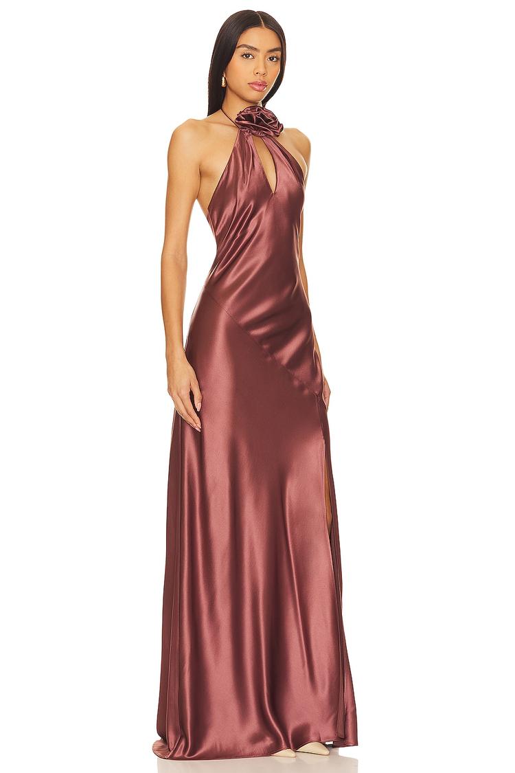 ana halter dress with removable flower