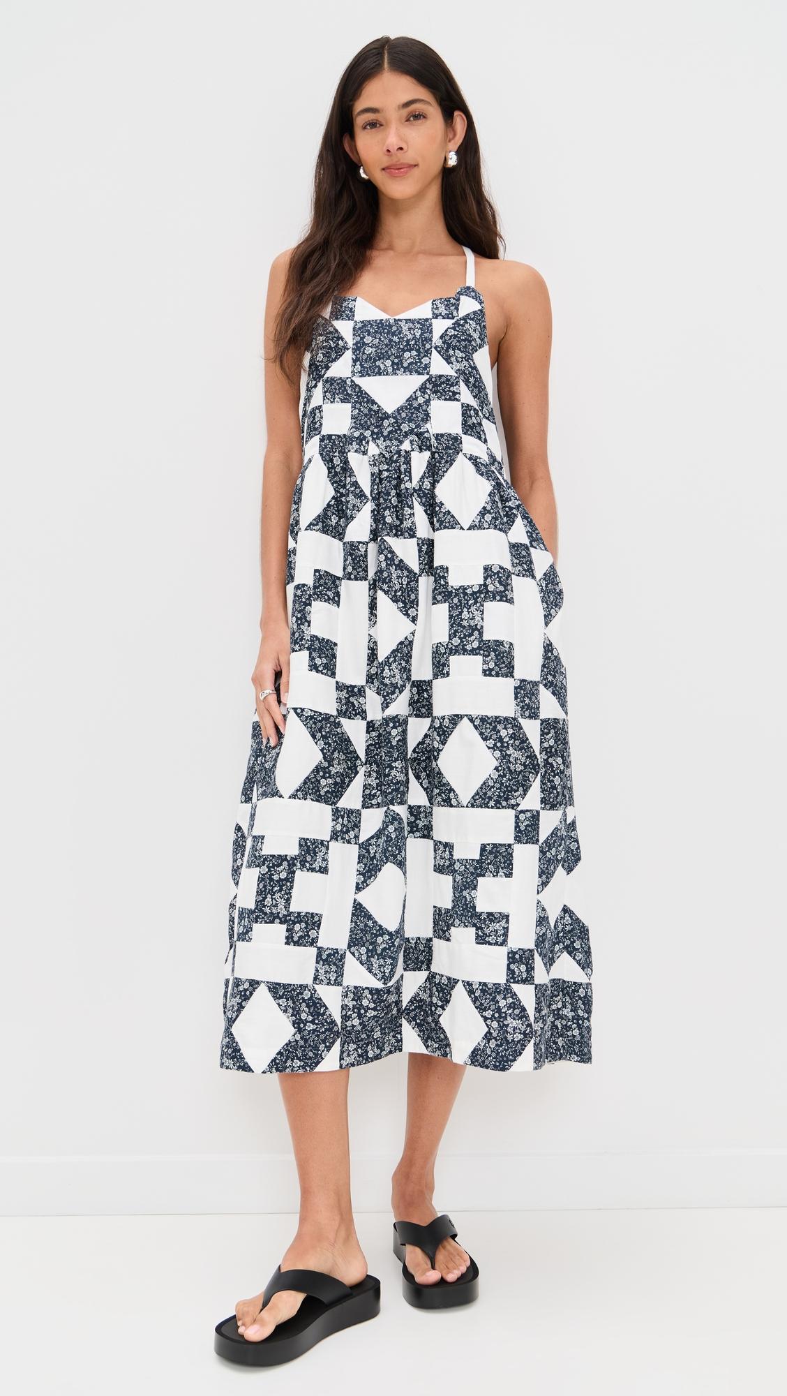 ana patchwork print tank dress