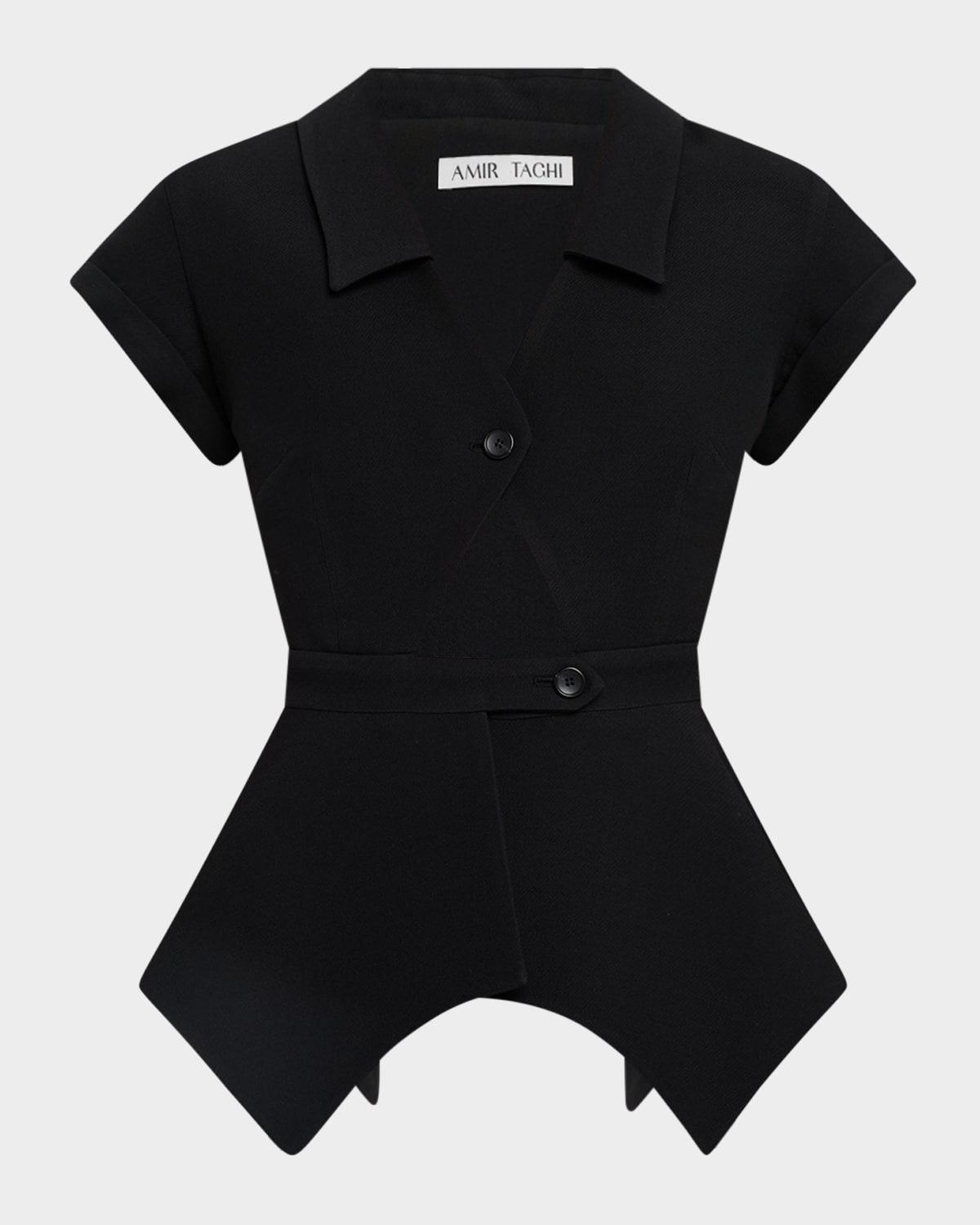 ana short-sleeve cutout peplum top
