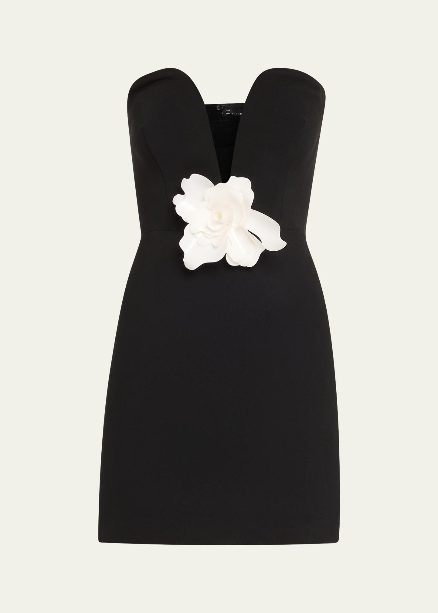 anabelle strapless plunge crepe mini dress