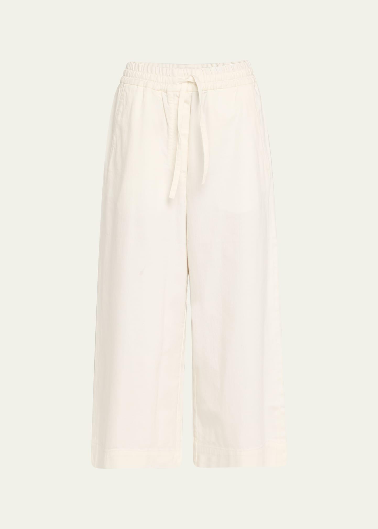 anagram drawstring wide leg cropped denim trousers