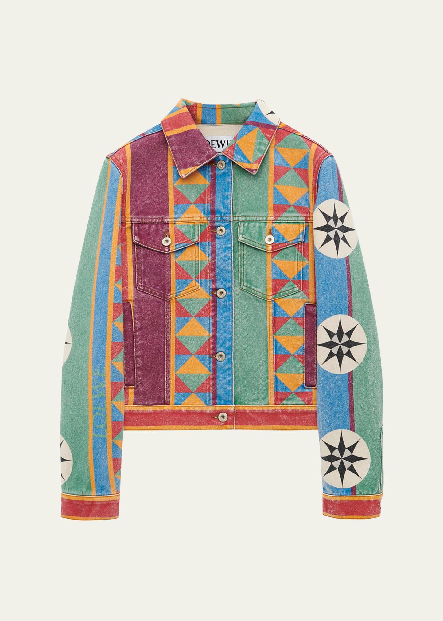 anagram geo printed denim jacket