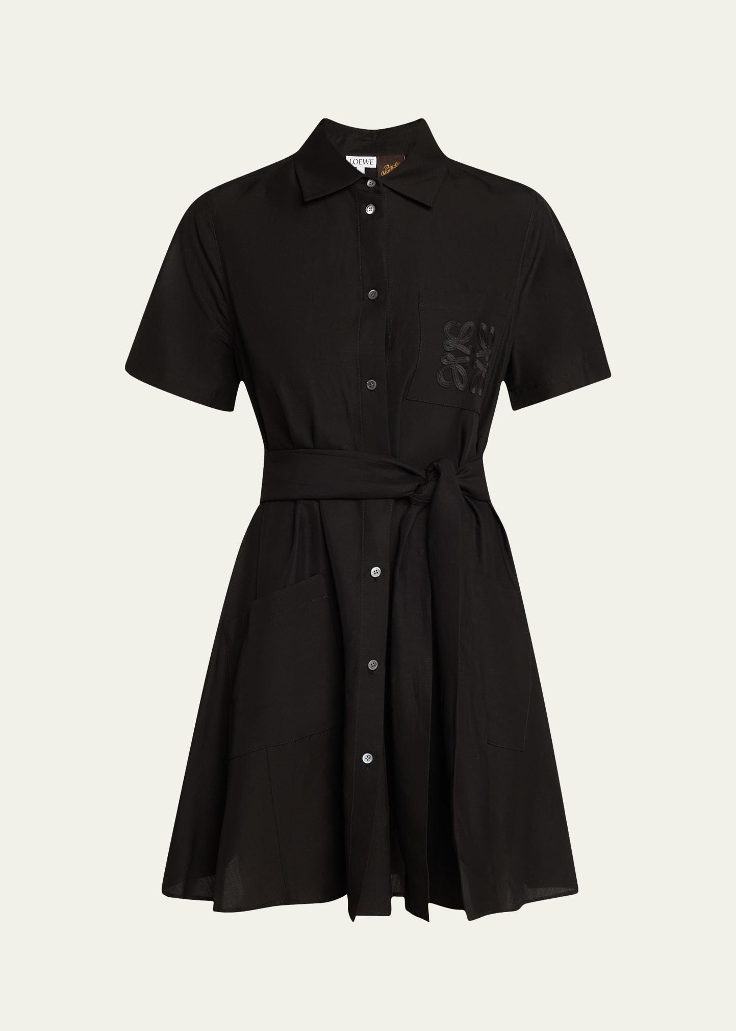 anagram pocket short-sleeve belted mini shirtdress