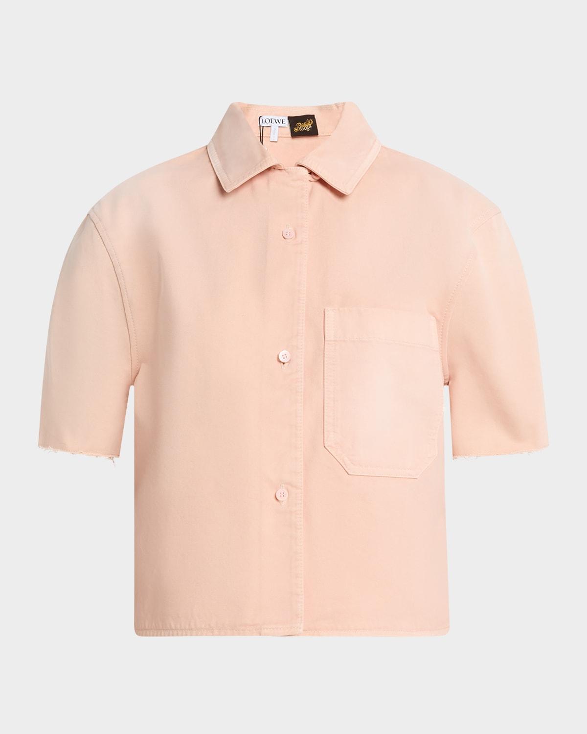 anagram short-sleeve crop button-down shirt