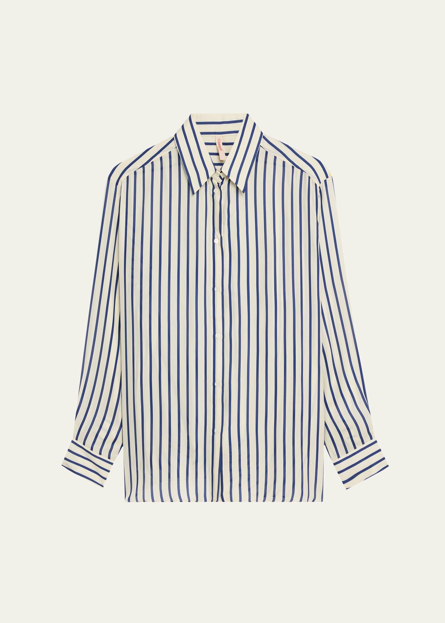anais stripe button down silk blouse