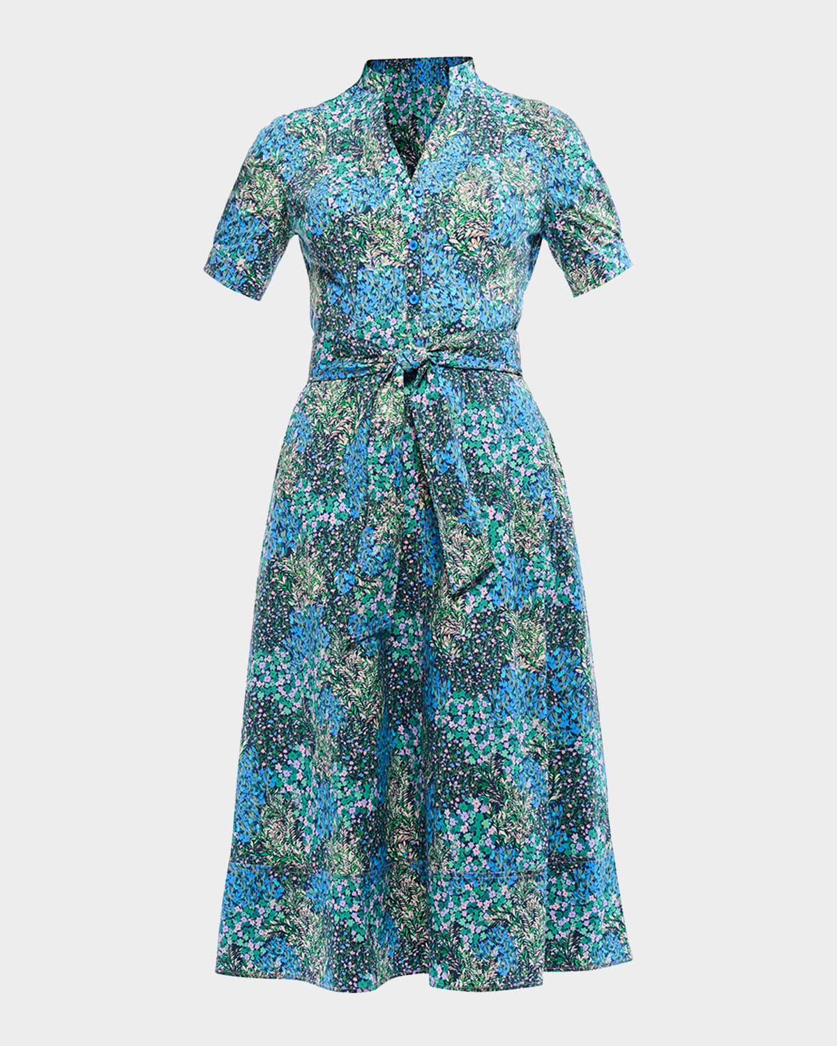 analisa belted floral-print midi dress