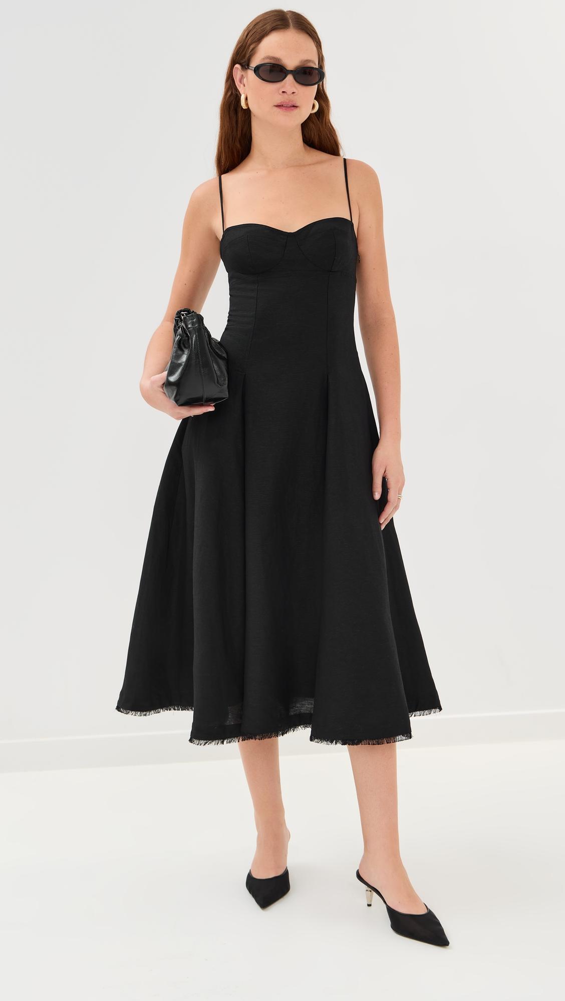 analise sleeveless bustier midi dress