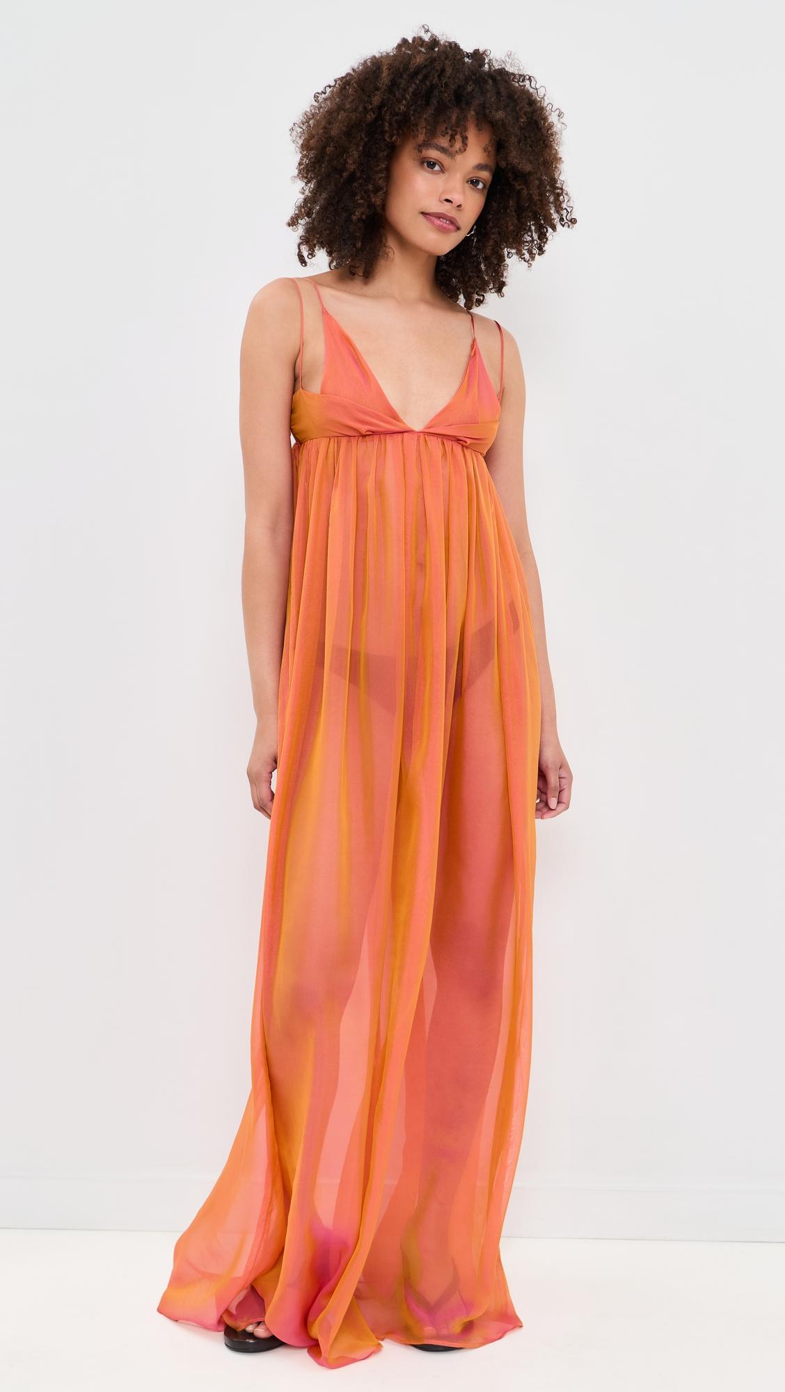 anancy iridescent silk maxi dress