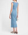 anchor embroidered body-con twisted strap midi dress