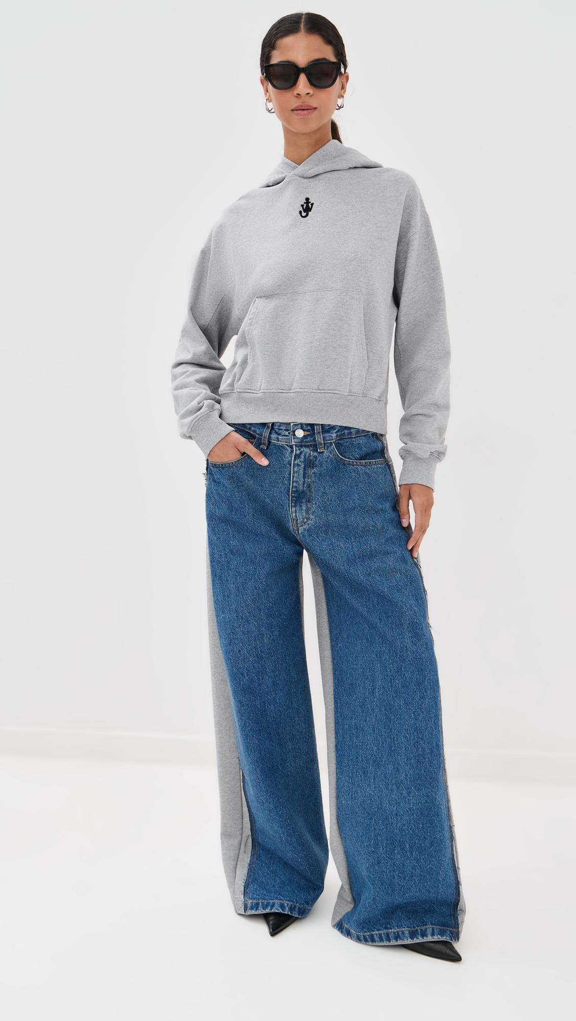 anchor embroidery cropped hoodie