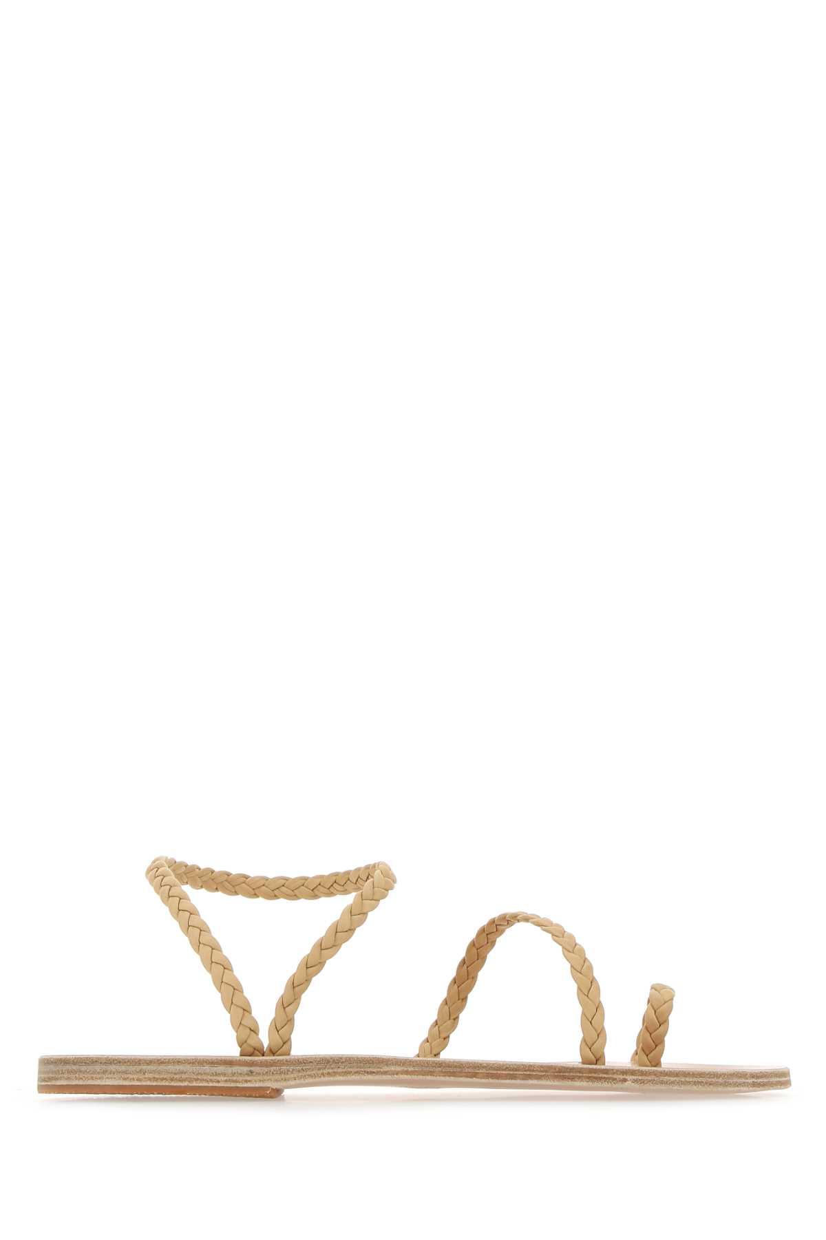 ancient greek sandals beige nappa leather eleftheria thong sandals