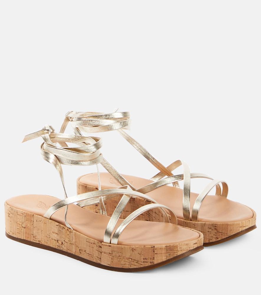 ancient greek sandals morfi cork and leather platform sandals