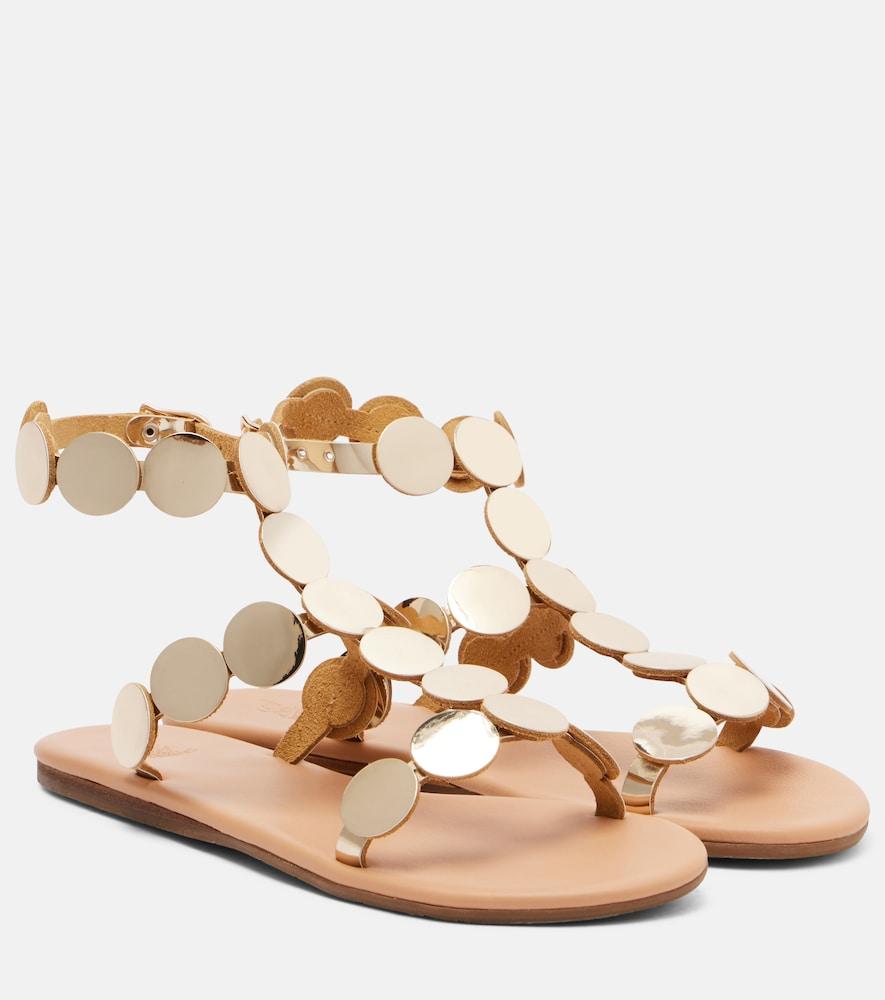 ancient greek sandals triton embellished leather gladiator sandals