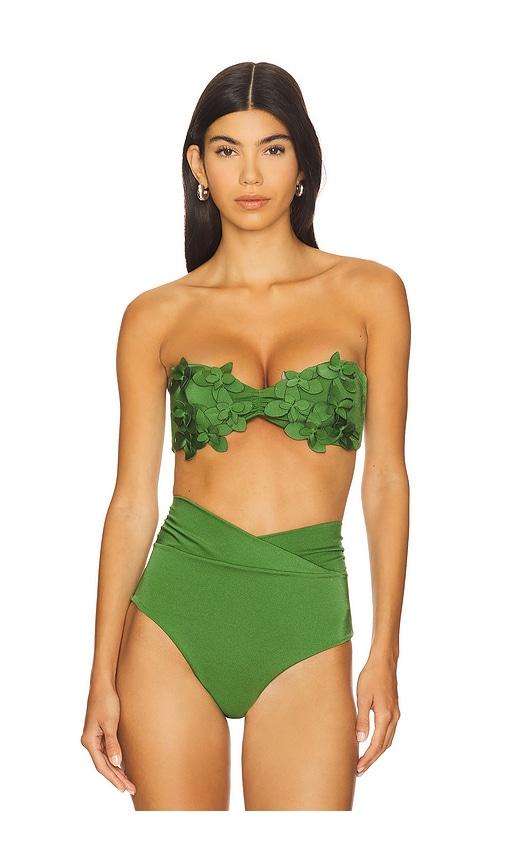 ancora meadow bikini top in dark green.