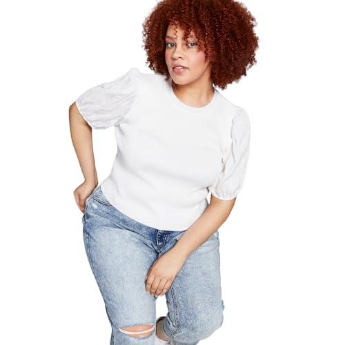 and now this trendy plus size puff-sleeve top white 3x
