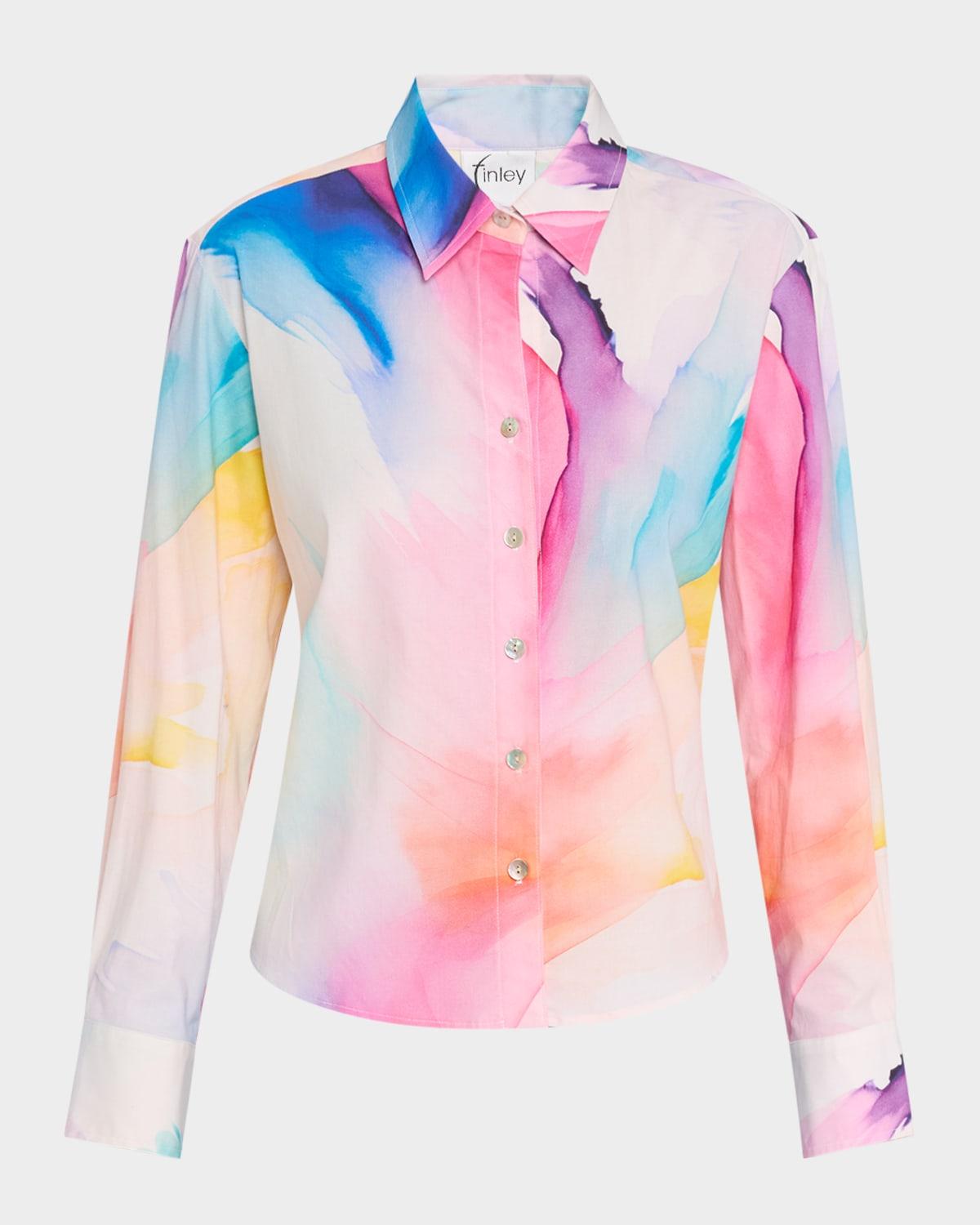 andie abstract watercolor-print shirt