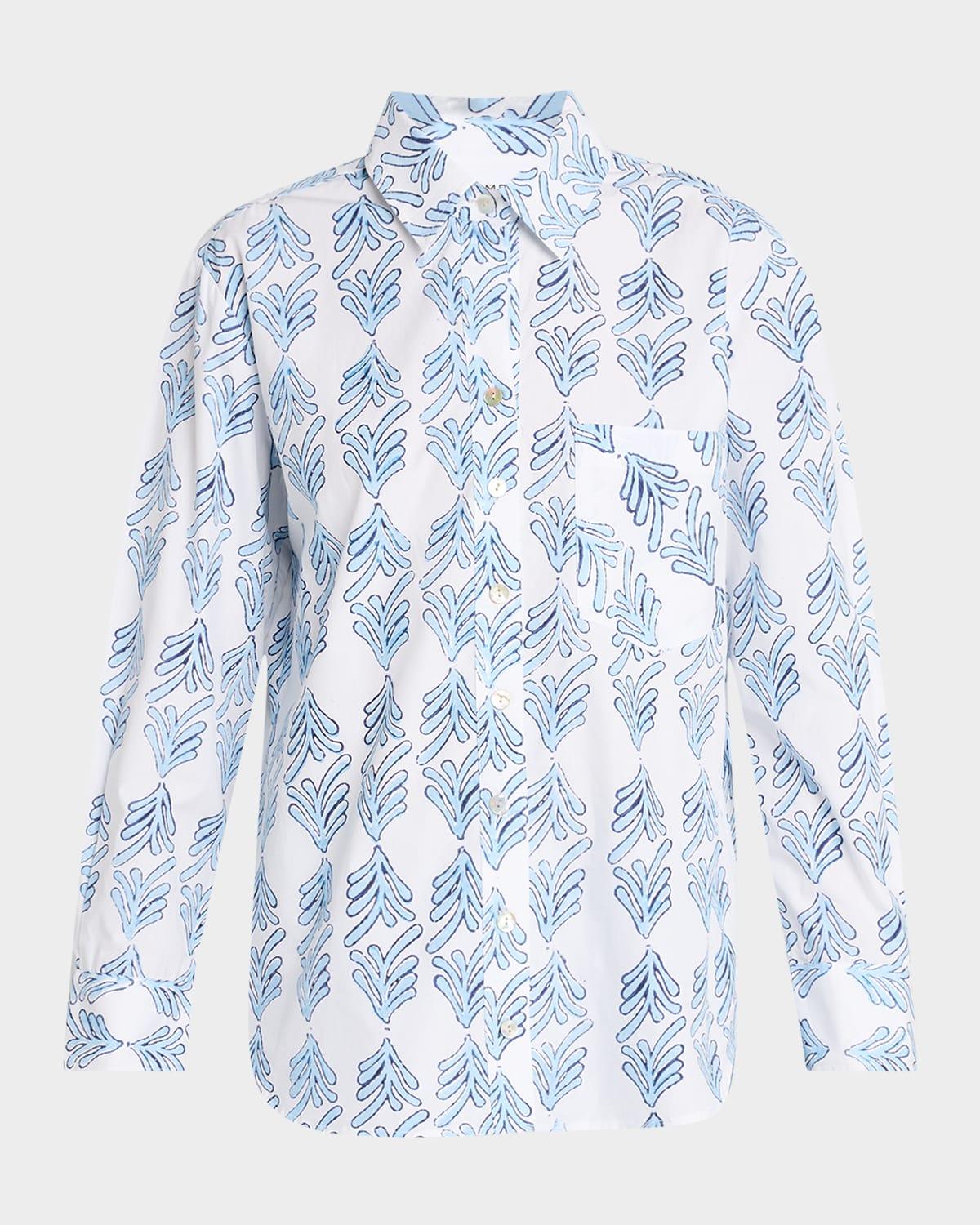andie leaf-print cotton shirt