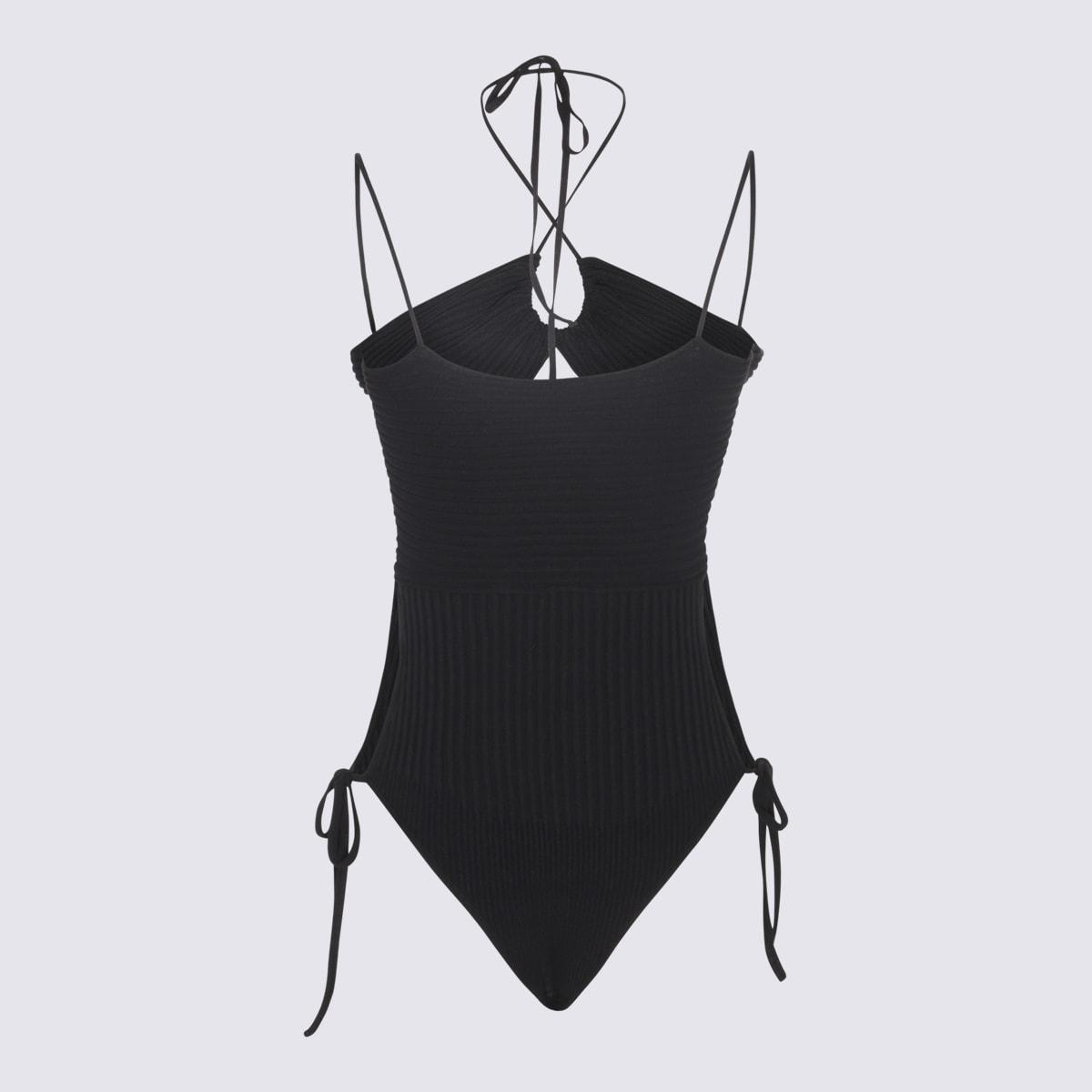 andreādamo black viscose blend bodysuit