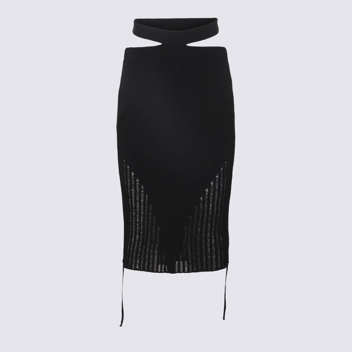 andreādamo black viscose blend skirt