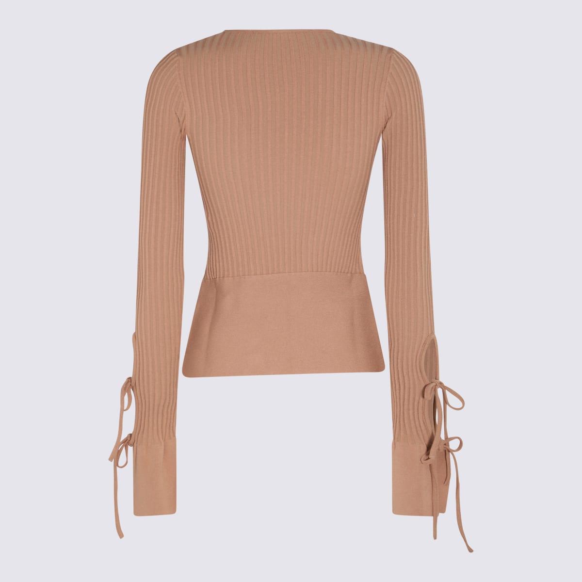 andreādamo nude viscose blend cut out sweater