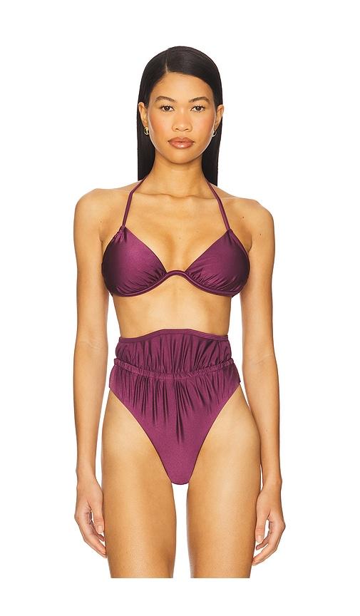 andrea iyamah gadu bikini top in purple.