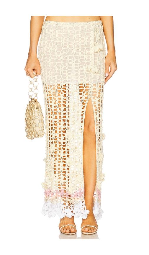 andreeva handmade crochet skirt in cream.