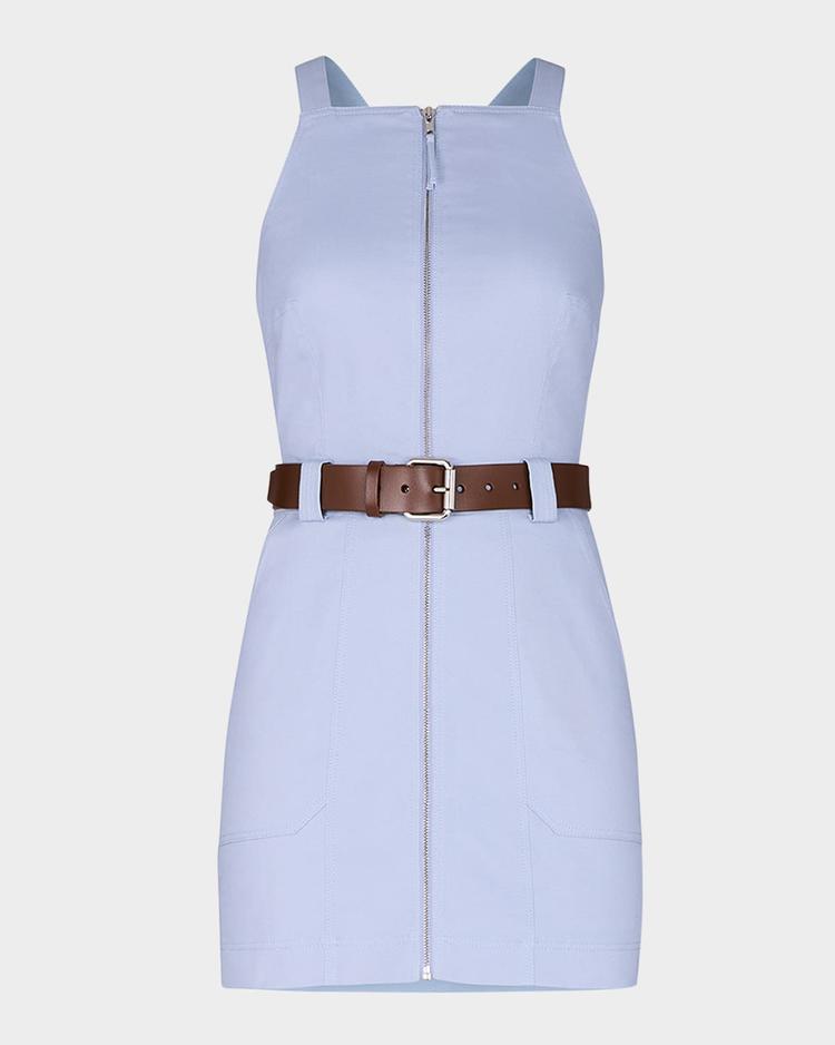 andri sleeveless belted cotton mini dress