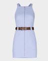 andri sleeveless belted cotton mini dress
