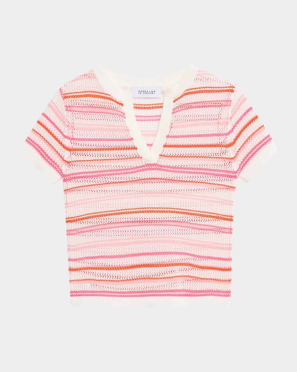 andy corded mesh split-neck sweater