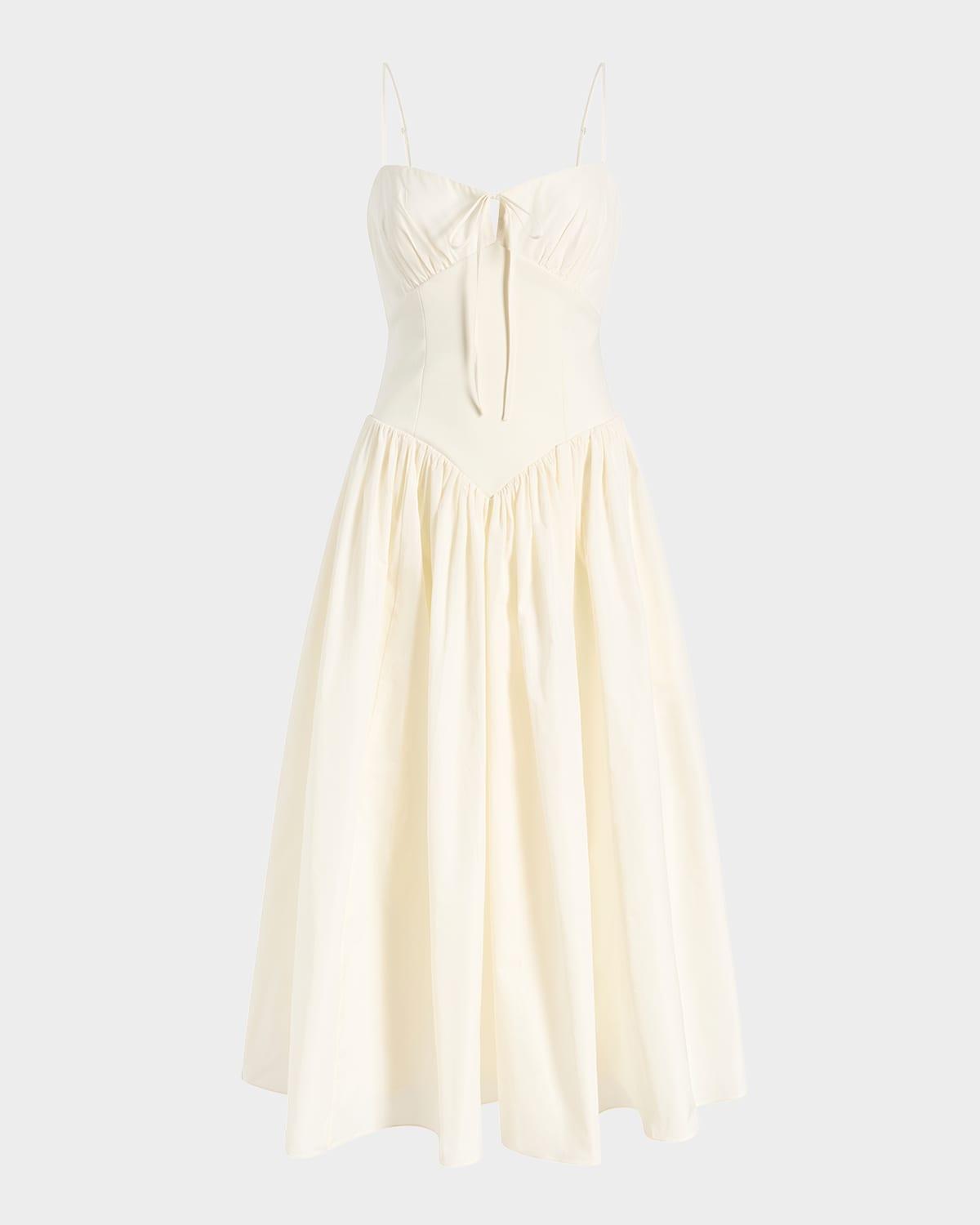 anela sleeveless corset midi dress