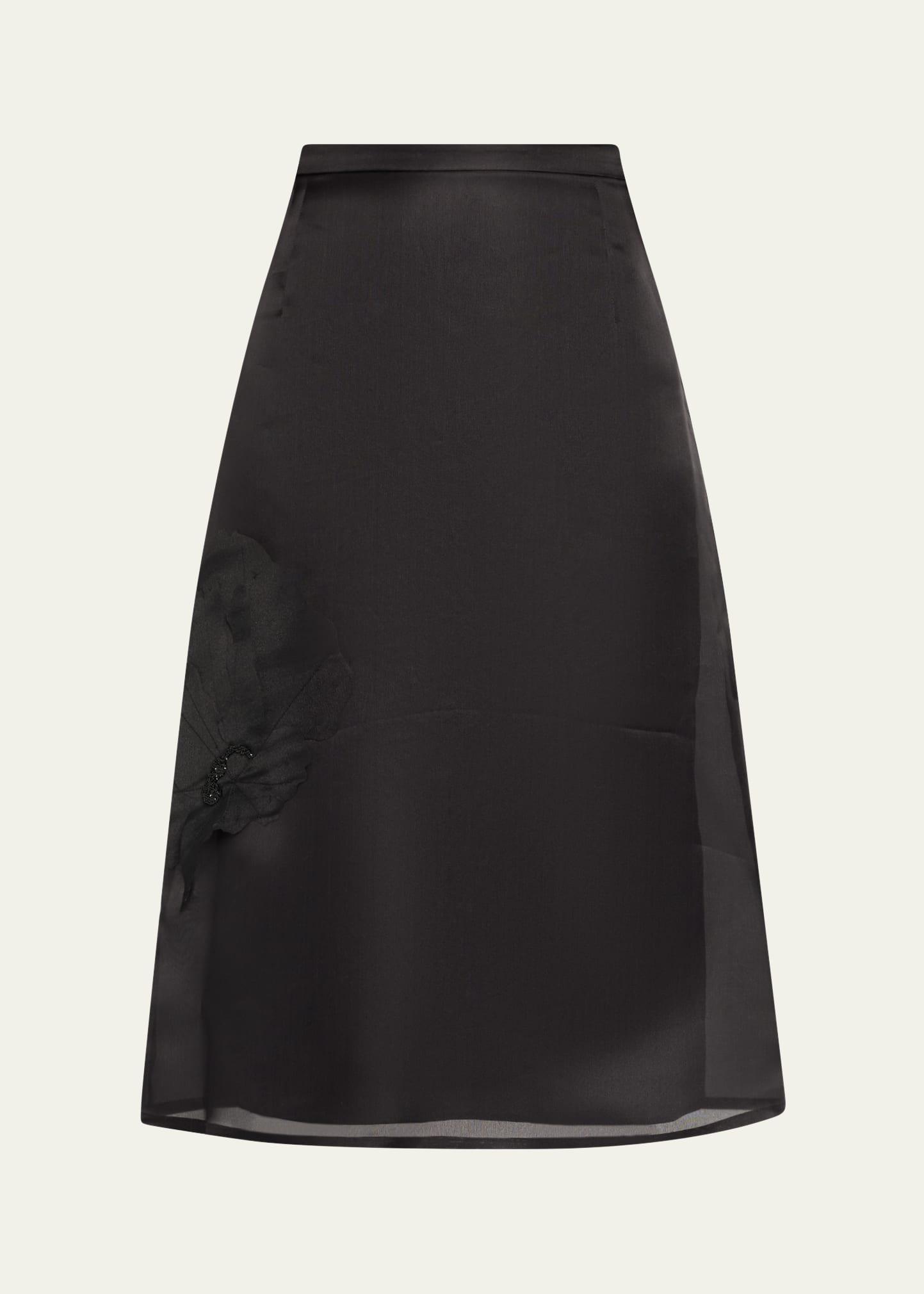 anemone corsage organza midi skirt