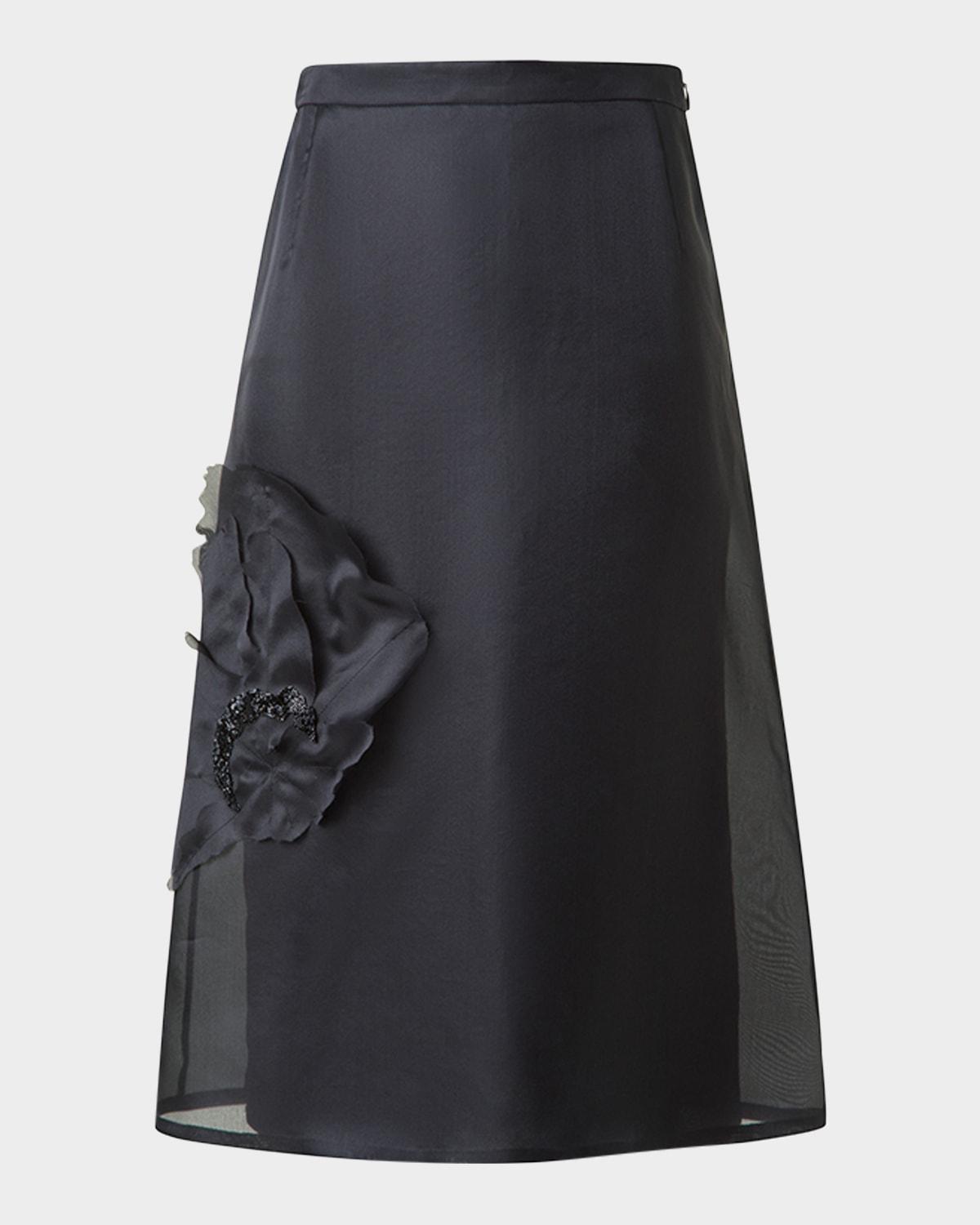 anemone corsage organza midi skirt