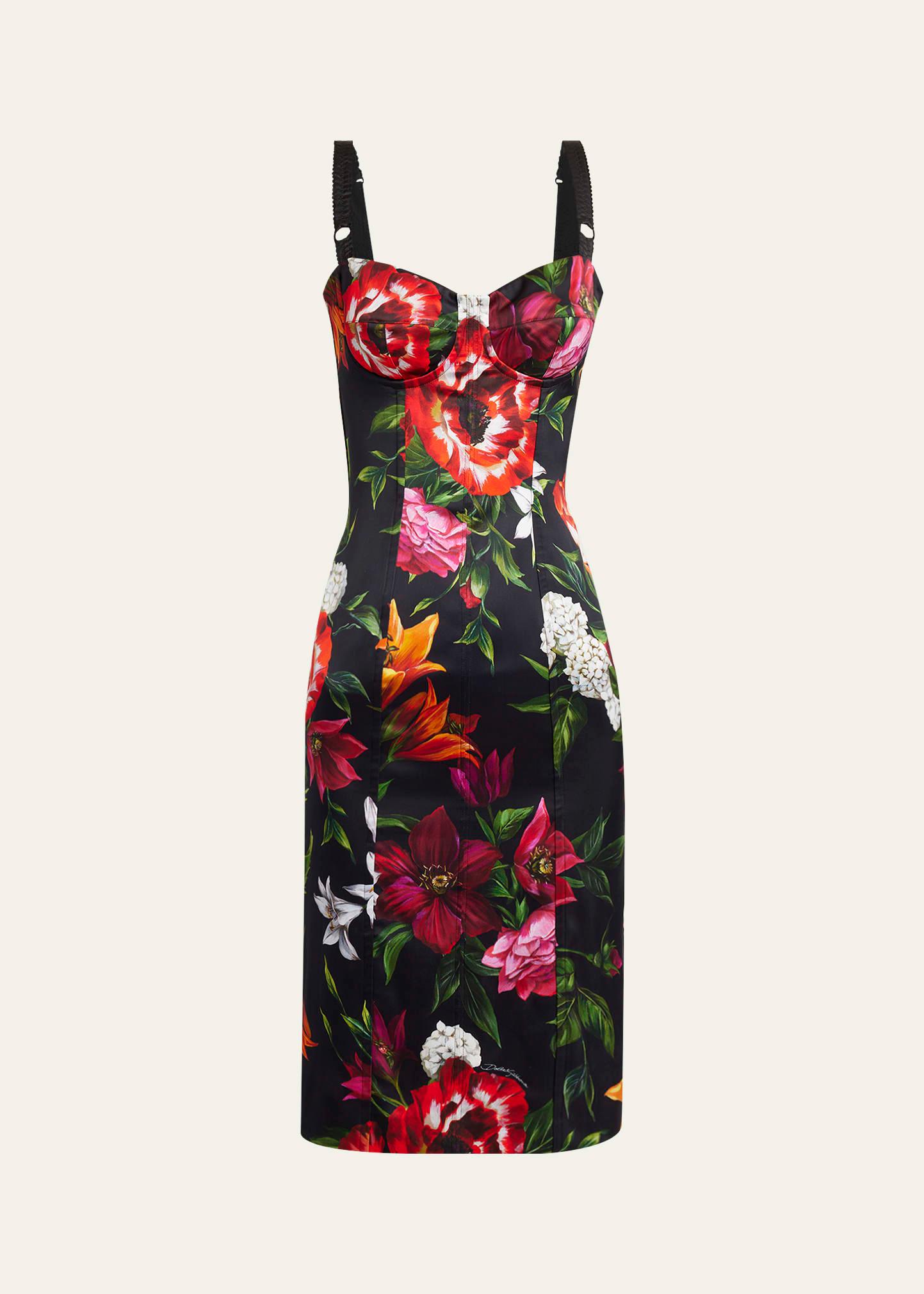 anemone floral satin bustier dress