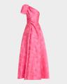 anemone jacquard crystal-strappy one-shoulder gown